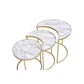 ACME Anpay 3Pc Pack Nesting Tables, Faux Marble & Gold FredCo