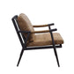 ACME Anzan Accent Chair, Berham Chestnut Top Grain Leather & Matt Iron Finish FredCo