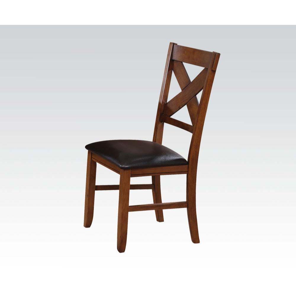 ACME Apollo Side Chair (Set-2), Espresso PU & Walnut FredCo