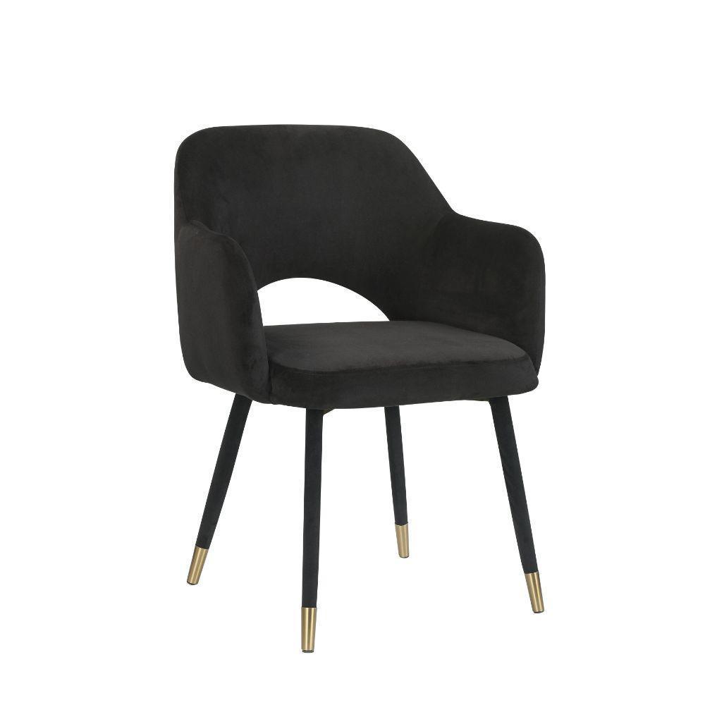 ACME Applewood Accent Chair, Black Velvet & Gold FredCo