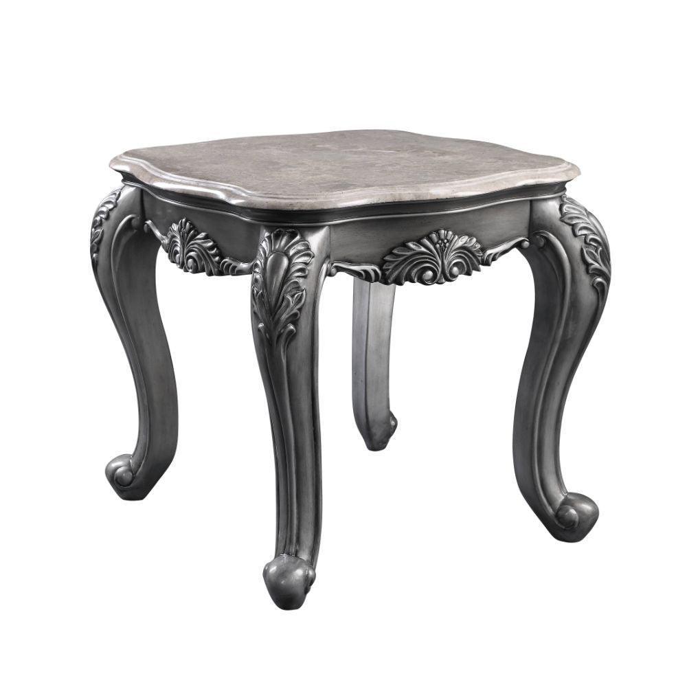 ACME Ariadne End Table, Marble & Platinum FredCo