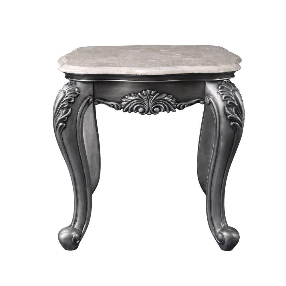 ACME Ariadne End Table, Marble & Platinum FredCo