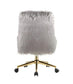 ACME Arundell II Office Chair, Gray Faux Fur & Gold Finish FredCo
