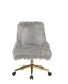 ACME Arundell II Office Chair, Gray Faux Fur & Gold Finish FredCo