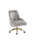 ACME Arundell II Office Chair, Gray Faux Fur & Gold Finish FredCo