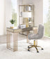 ACME Arundell Office Chair, Gray Faux Fur & Gold Finish FredCo