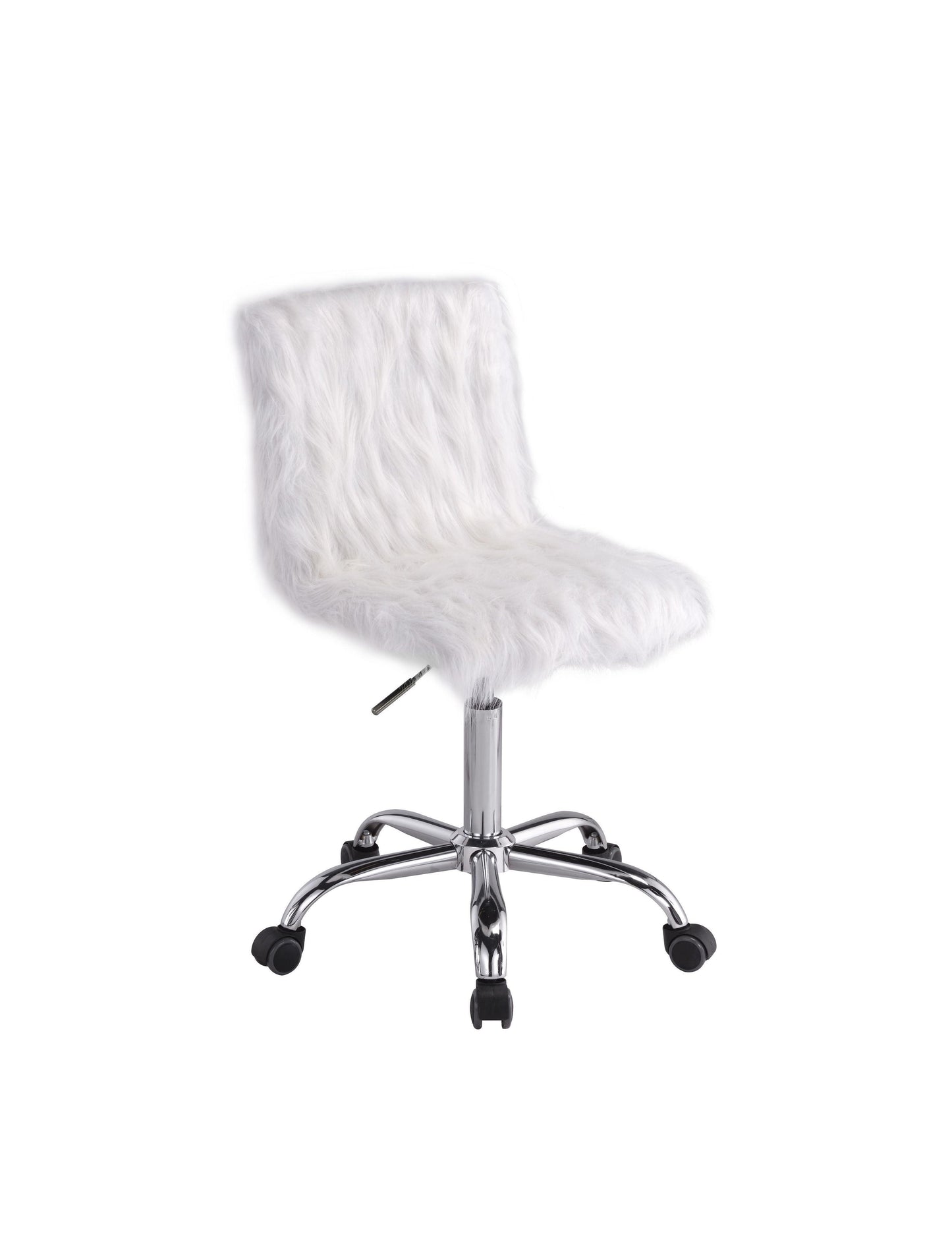 ACME Arundell Office Chair, White Faux Fur & Chrome Finish FredCo
