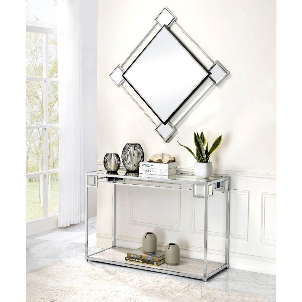 ACME Asbury Wall Accent Mirror, Mirrored & Chrome FredCo
