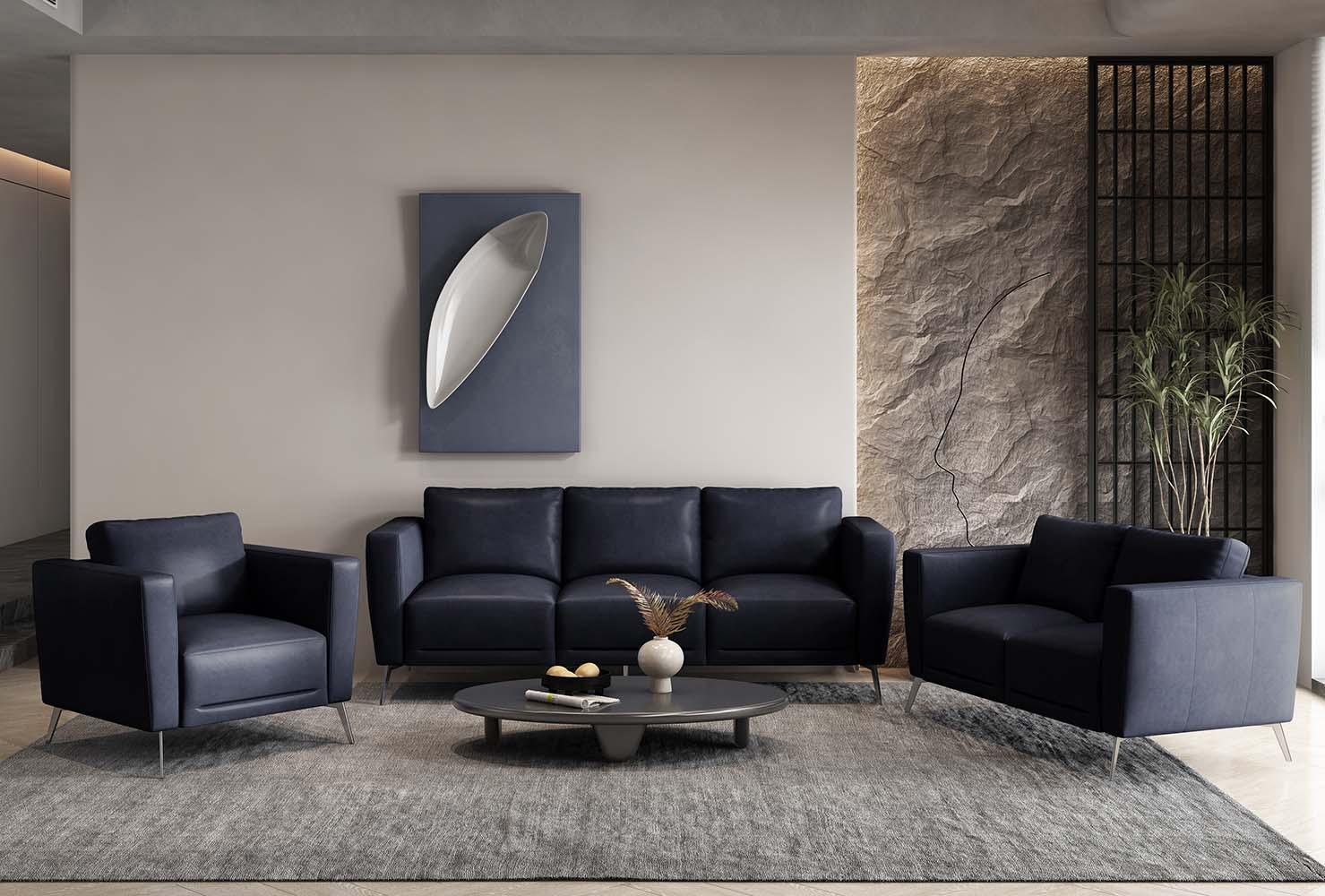 ACME Astonic Loveseat , Blue Leather FredCo