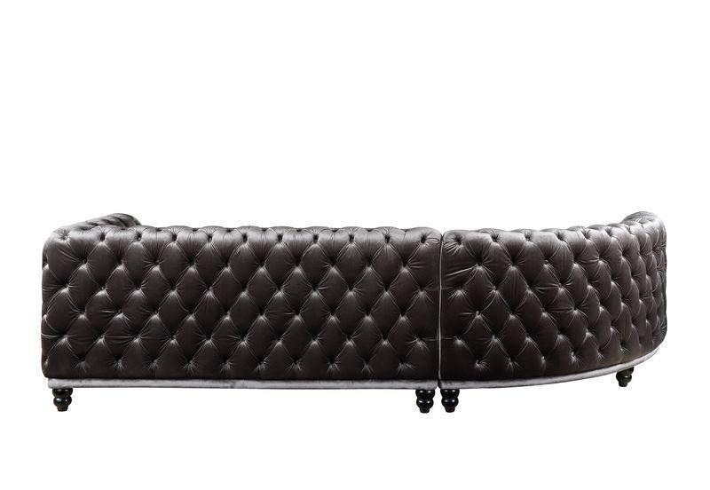 ACME Atesis Sectional Sofa , Dark Brown Velvet FredCo