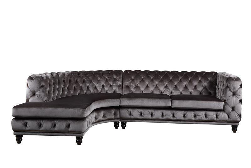 ACME Atesis Sectional Sofa , Dark Brown Velvet FredCo