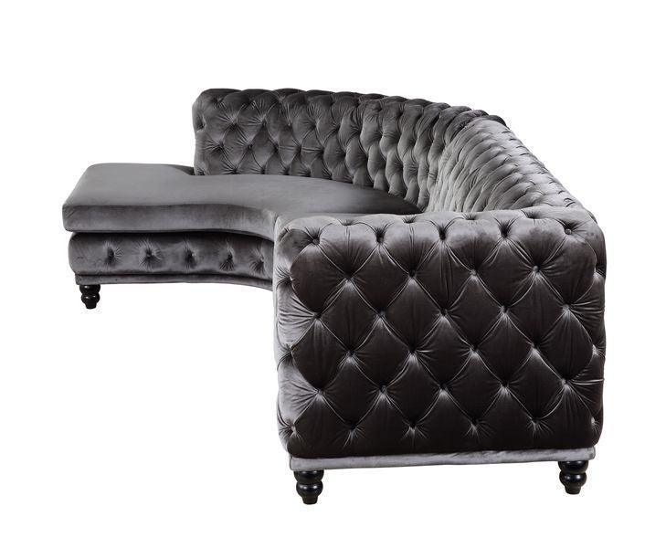 ACME Atesis Sectional Sofa , Dark Brown Velvet FredCo