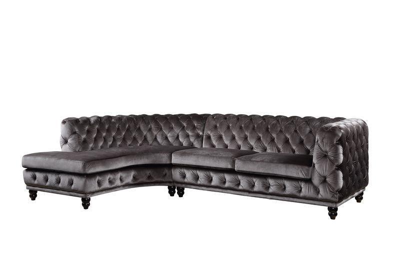 ACME Atesis Sectional Sofa , Dark Brown Velvet FredCo