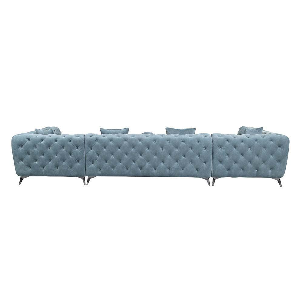 ACME Atronia Sectional Sofa w/7 Pillows, Deep Green Fabric FredCo