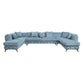 ACME Atronia Sectional Sofa w/7 Pillows, Deep Green Fabric FredCo