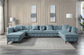 ACME Atronia Sectional Sofa w/7 Pillows, Deep Green Fabric FredCo