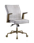 ACME Attica Executive Office Chair, Vintage White Top Grain Leather FredCo