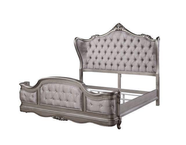 ACME Ausonia Queen Bed , Antique Platinum Finish FredCo