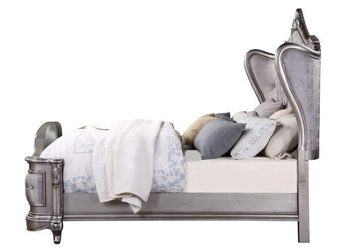 ACME Ausonia Queen Bed , Antique Platinum Finish FredCo