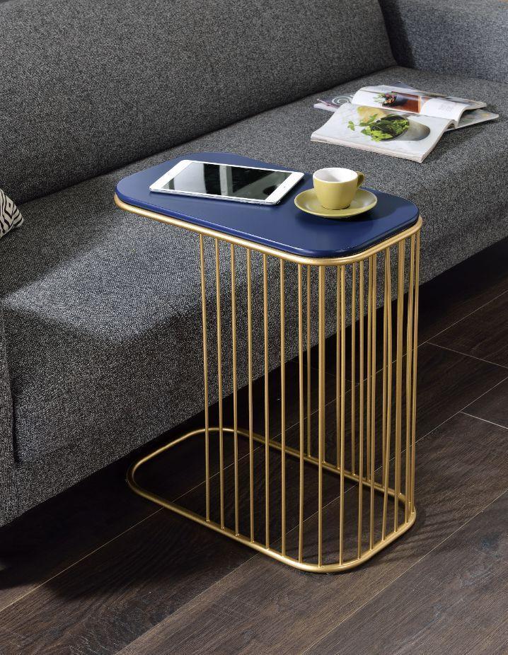ACME Aviena Accent Table, Blue & Gold Finish FredCo