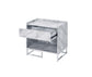 ACME Azrael Accent Table, White Printed Faux Marble & Chrome Finish FredCo