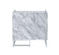 ACME Azrael Accent Table, White Printed Faux Marble & Chrome Finish FredCo