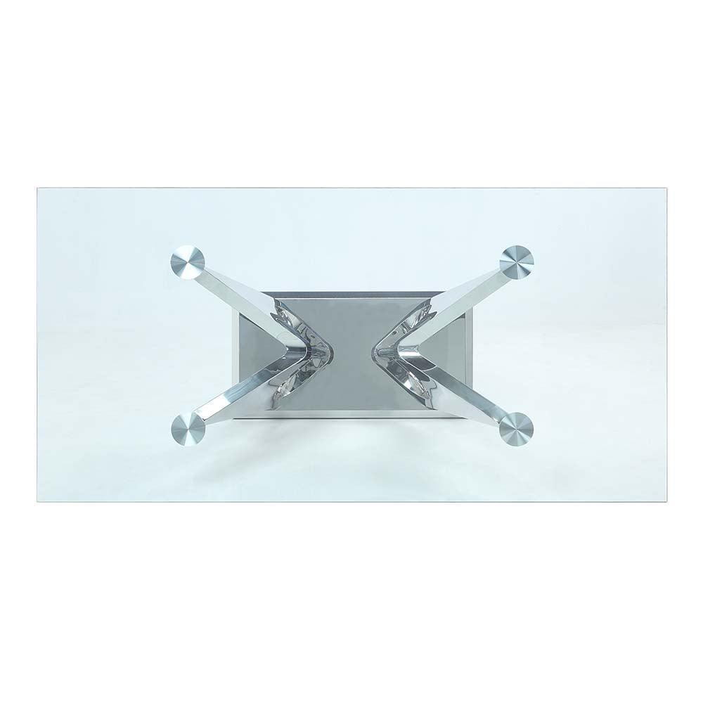 ACME Azriel Dining Table, Clear Glass & Mirrored Silver Finish FredCo