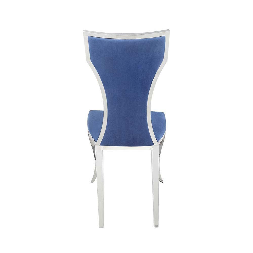 ACME Azriel Side Chair(Set-2), Blue Velvet & Mirroed Silver Finish FredCo