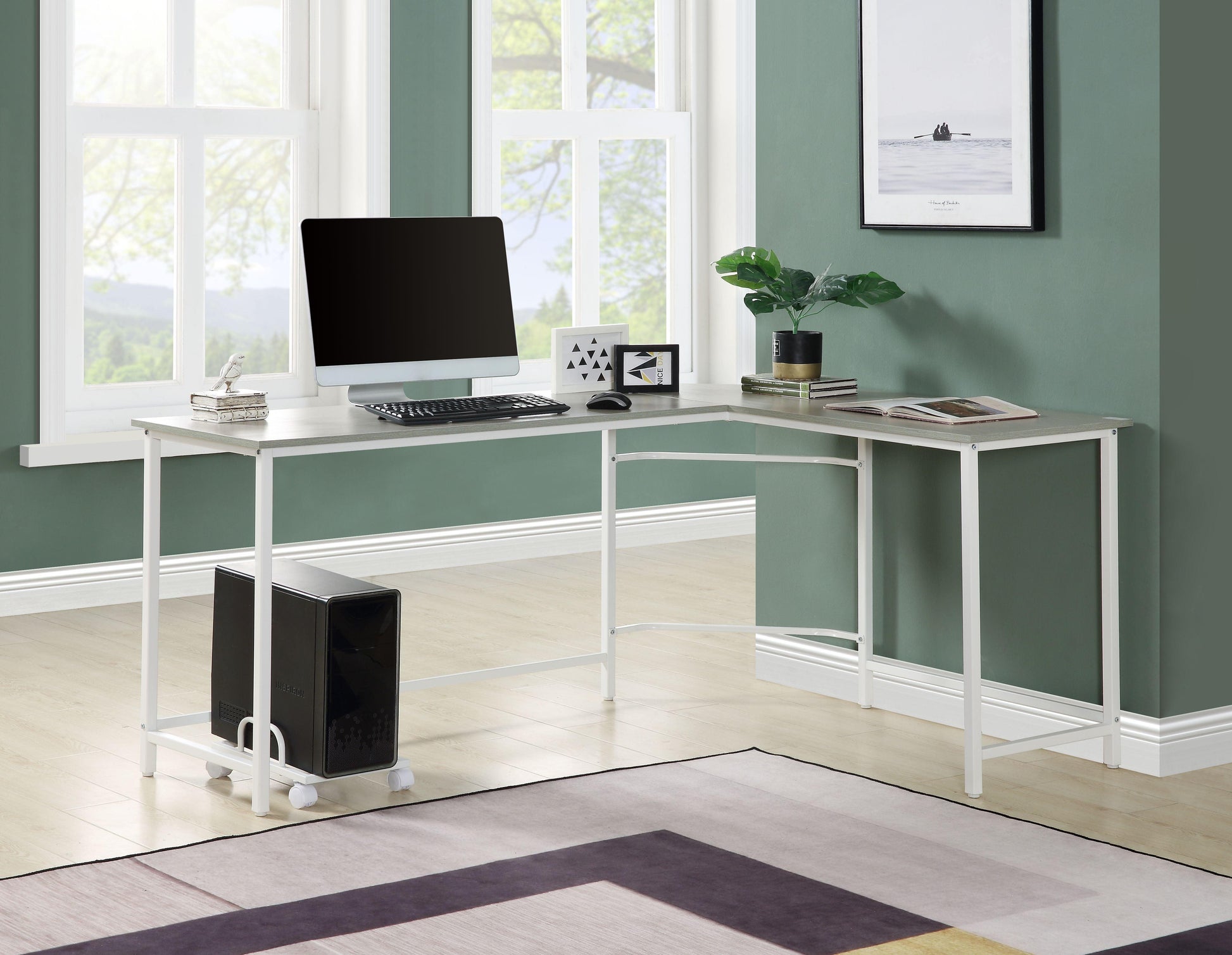ACME Bambina Computer Desk, Gray & White Finish FredCo