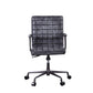 ACME Barack Executive Office Chair, Vintage Black Top Grain Leather & Aluminum FredCo