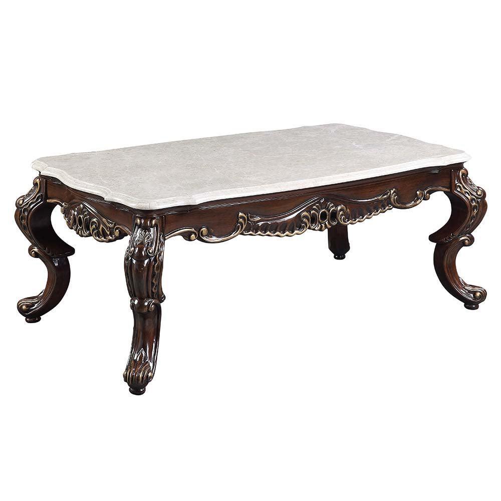 ACME Benbek Coffee Table, Marble & Antique Oak Finish FredCo
