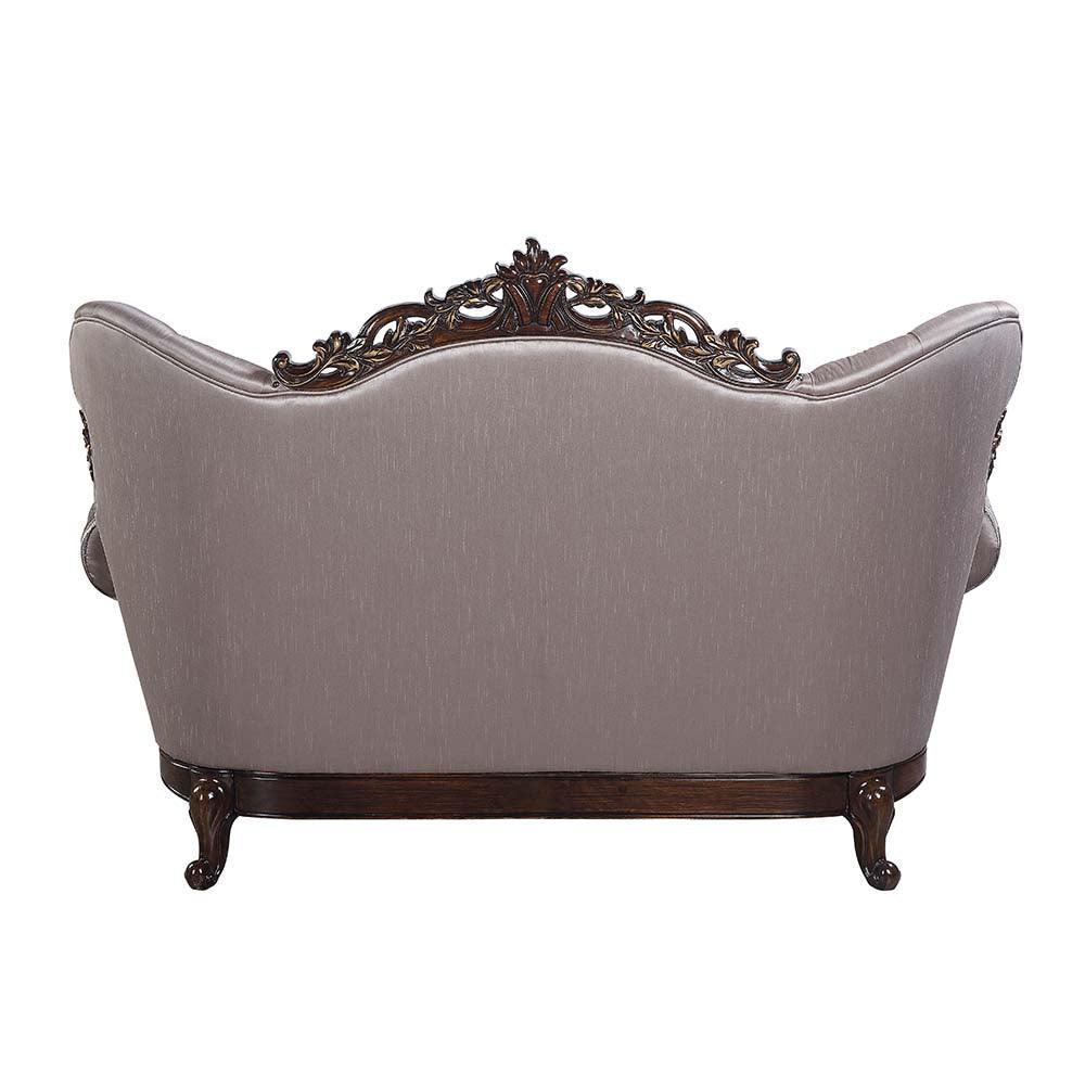 ACME Benbek Loveseat w/3 Pillows, Fabric & Antique Oak Finish FredCo