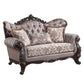 ACME Benbek Loveseat w/3 Pillows, Fabric & Antique Oak Finish FredCo
