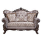ACME Benbek Loveseat w/3 Pillows, Fabric & Antique Oak Finish FredCo