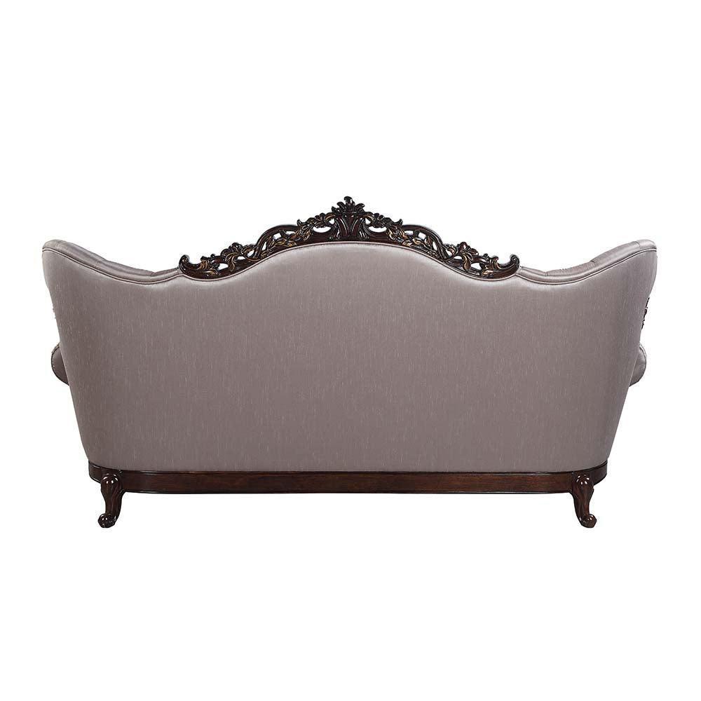 ACME Benbek Sofa w/5 Pillows, Fabric & Antique Oak Finish FredCo