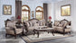 ACME Benbek Sofa w/5 Pillows, Fabric & Antique Oak Finish FredCo