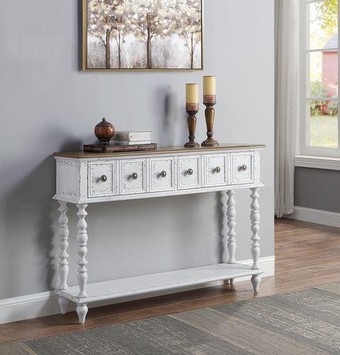 ACME Bence Console Table, Dark Charcoal & Antique White Finish FredCo