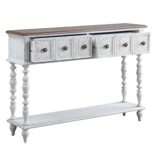ACME Bence Console Table, Dark Charcoal & Antique White Finish FredCo