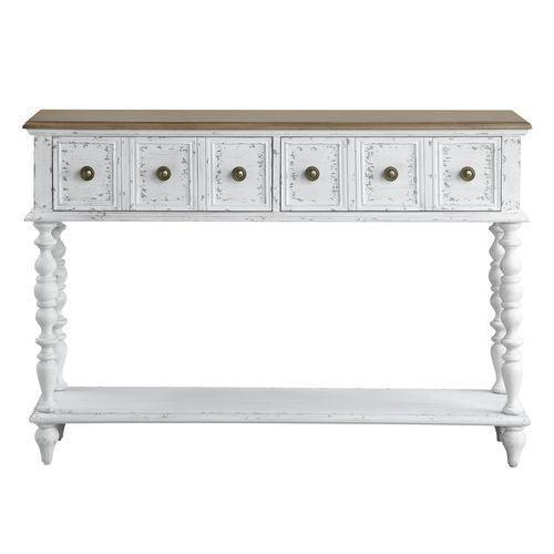 ACME Bence Console Table, Dark Charcoal & Antique White Finish FredCo
