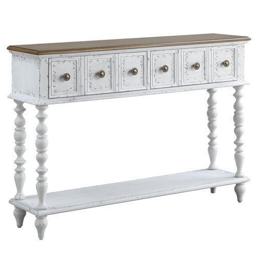 ACME Bence Console Table, Dark Charcoal & Antique White Finish FredCo