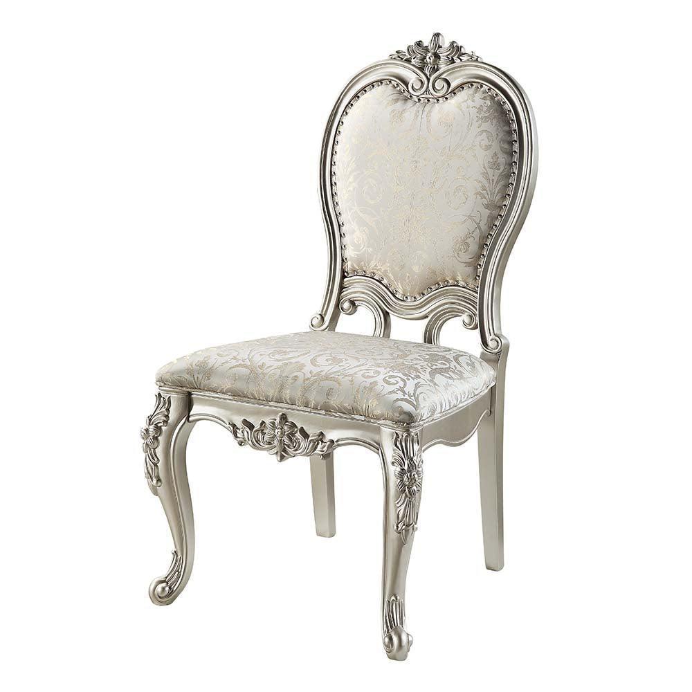 ACME Bently Side Chair(Set-2), Fabric & Champagne Finish FredCo
