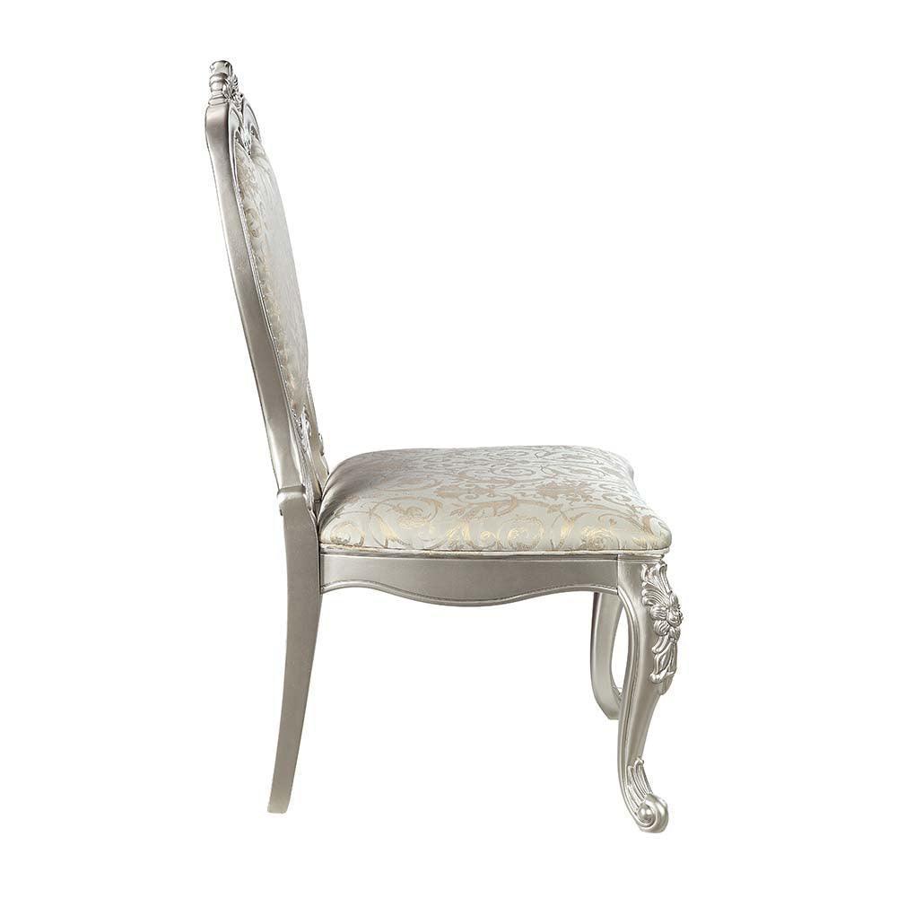 ACME Bently Side Chair(Set-2), Fabric & Champagne Finish FredCo