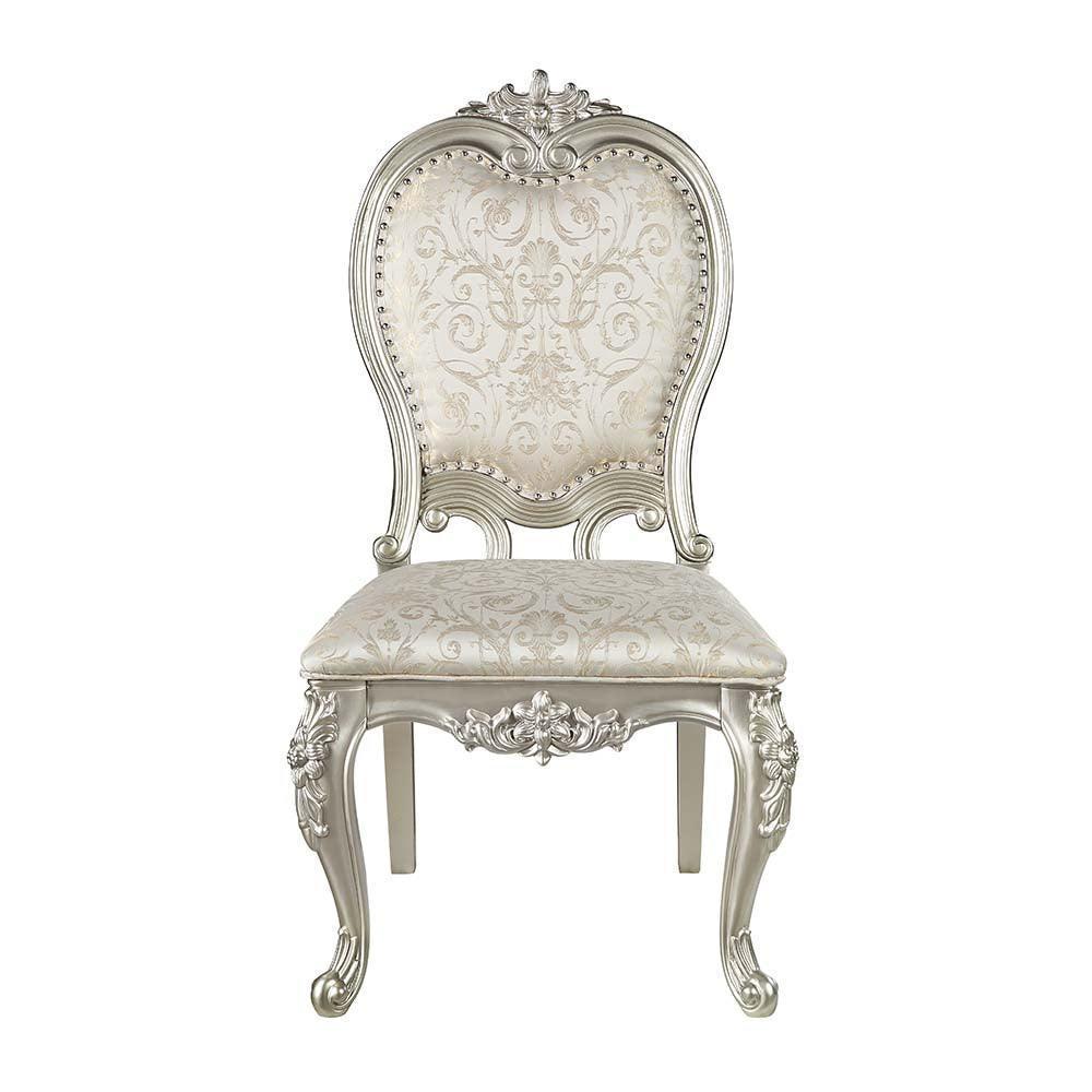 ACME Bently Side Chair(Set-2), Fabric & Champagne Finish FredCo