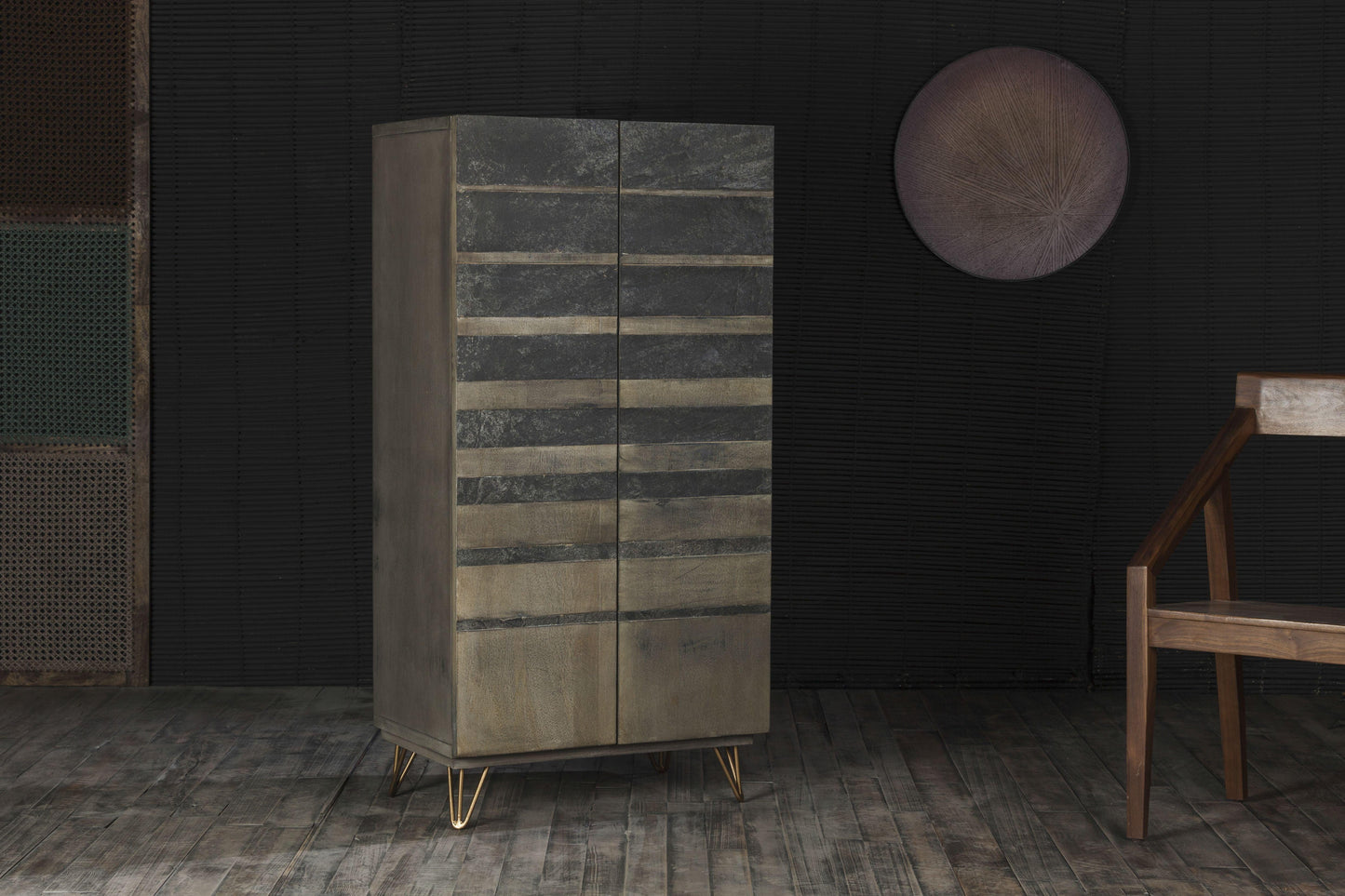 ACME Beretta Armoire, Gray Stone & Ash Oak FredCo
