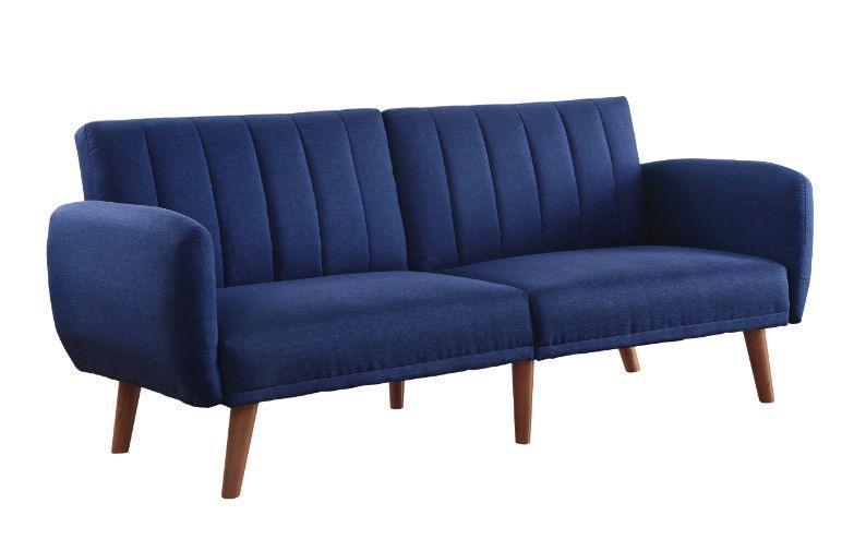 ACME Bernstein Adjustable Sofa, Blue Linen & Walnut Finish FredCo