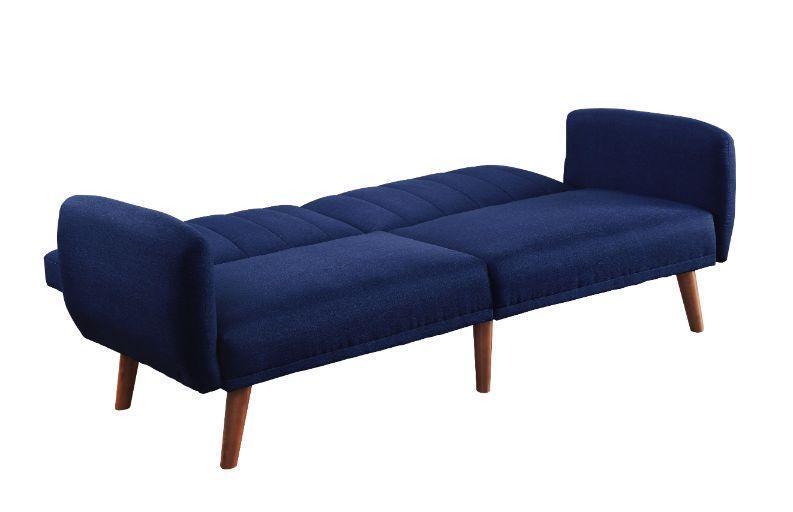 ACME Bernstein Adjustable Sofa, Blue Linen & Walnut Finish FredCo