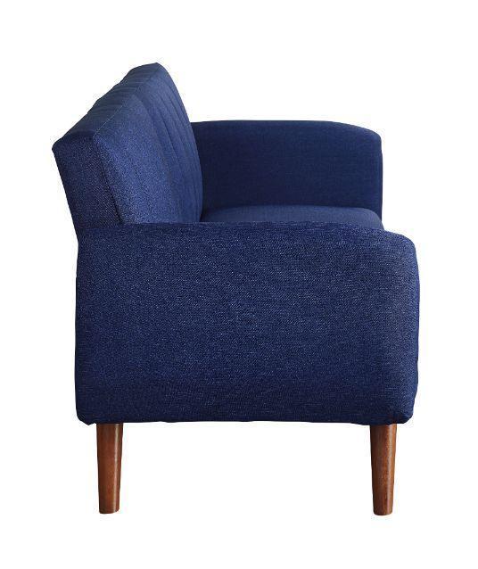 ACME Bernstein Adjustable Sofa, Blue Linen & Walnut Finish FredCo