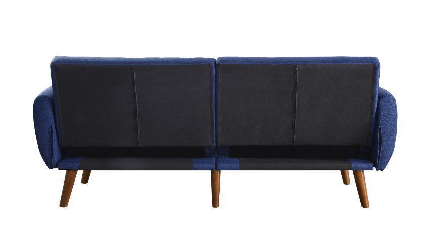 ACME Bernstein Adjustable Sofa, Blue Linen & Walnut Finish FredCo
