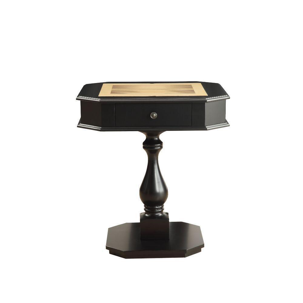 Acme Bishop Black Finish Reversible Chess Checker Game Table w/Game Tray FredCo