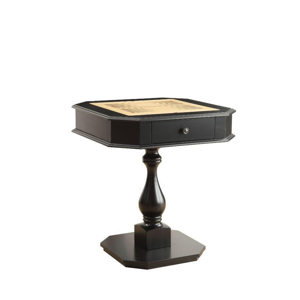 Acme Bishop Black Finish Reversible Chess Checker Game Table w/Game Tray FredCo